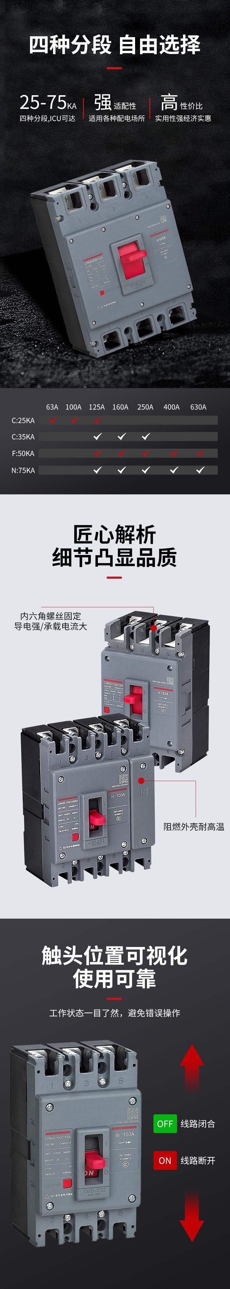 德力西CDM3S塑殼斷路器 空氣開關(guān) 新升級新款3P4P三相四相 10A~1600A多規(guī)格可選